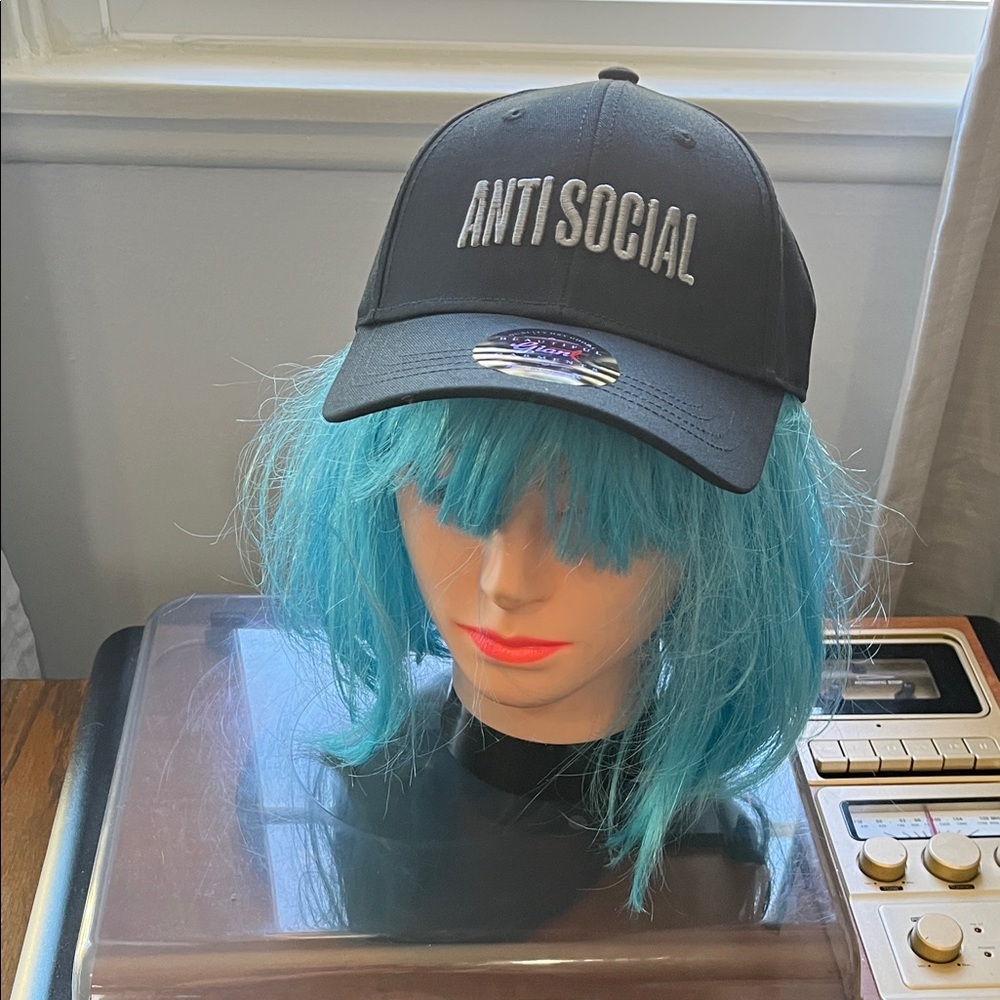 Black Cap with Blue Wig
